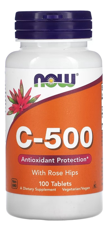 Vitamina C 500mg Com Rosa Mosqueta Now Foods 100tab 4un - Imagem 3
