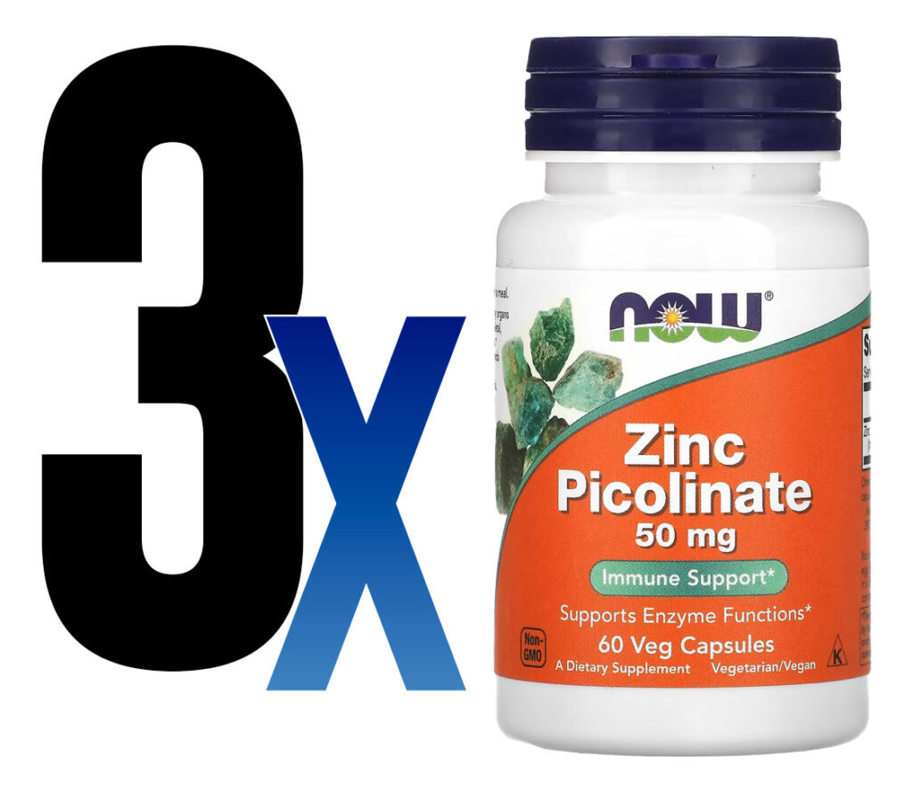 Zinco Picolinato 50mg Now Foods Zinc 60veg Caps 3un - Imagem 2