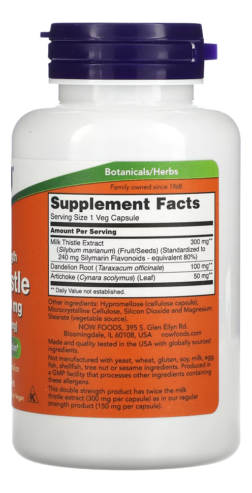 Extrato Cardo Mariano 300mg Now Foods 100cáps Importado 4un - Imagem 3