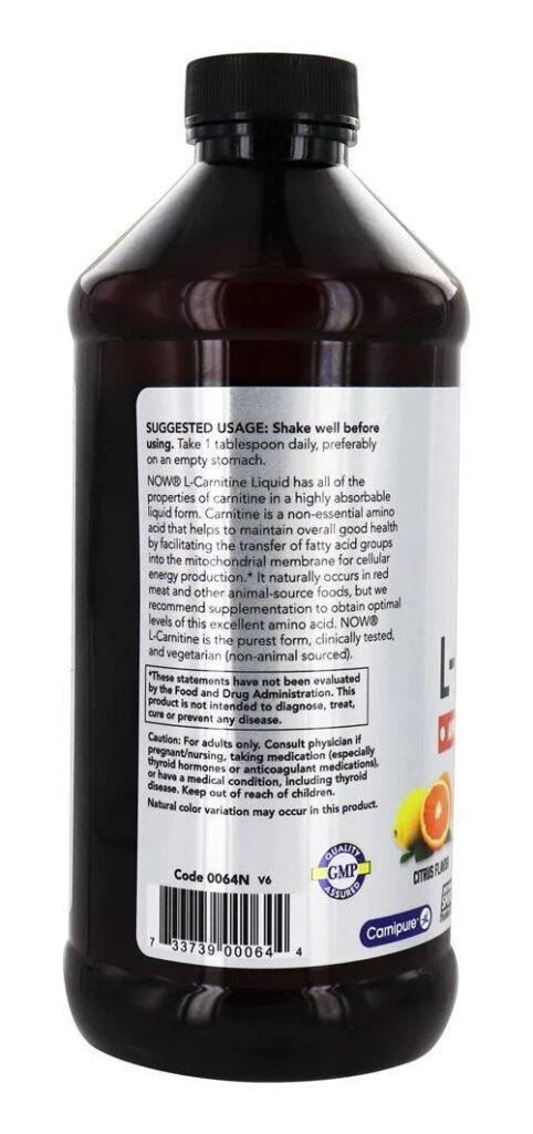 Now Foods L-carnitina 3000 Mg Sabor Cítrico De Força Tripla Sabor Cítrico - Imagem 2