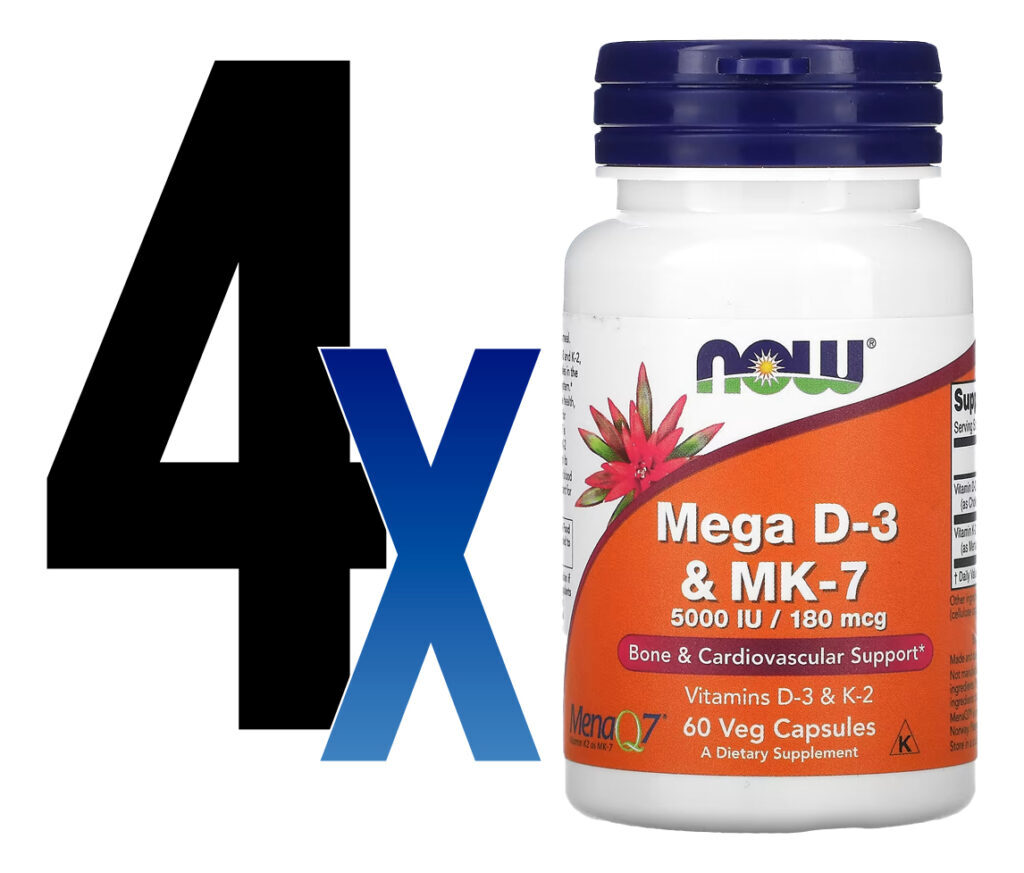 Mega D-3 5000iu E Mk-7 180mcg Now Foods 60 Veg Caps 4un - Imagem 2