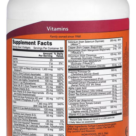 Multivitamínico Eve Mulheres Now Foods 90 Soft Importado 5un - Imagem 3