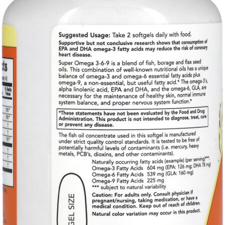 Super Ômega 3-6-9 1200mg Now Foods 90 Caps Softgels Eua/usa - Imagem 3