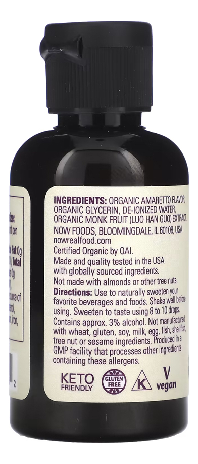 Monk Fruit Amaretto Now Foods Fruta Monge 53ml Importado 4un - Imagem 4