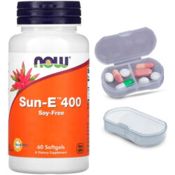 Vitamina E Sun-e 400 268mg Now Foods 60soft + Porta Cápsulas