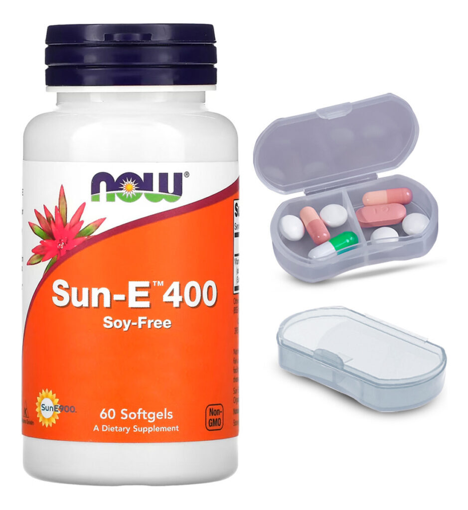 Vitamina E Sun-e 400 268mg Now Foods 60soft + Porta Cápsulas