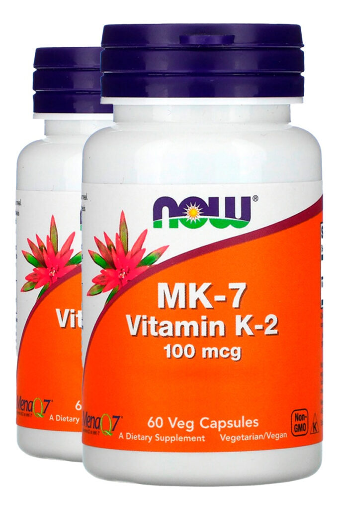 Mk-7 Vitamina K-2 100mcg 60 Veg Cáps Importado 2un Now Foods
