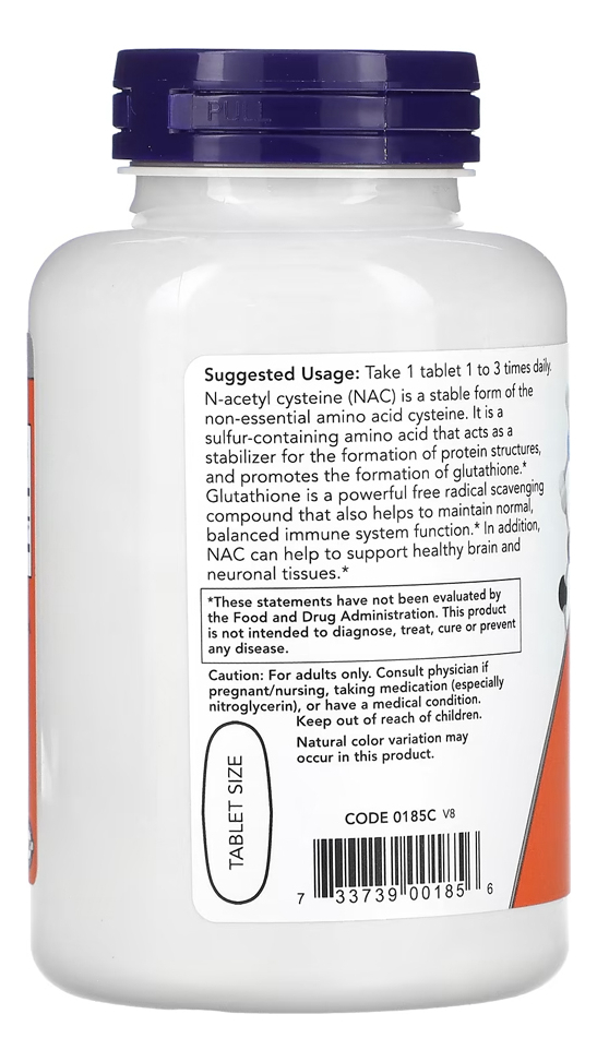 Now Foods Nac N-acetilcisteína 1000mg 120tabs - Imagem 3
