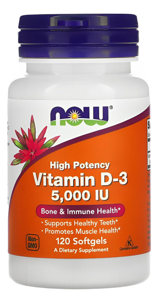 Suplemento Vitamina D3 5.000 Ui Now C/ 120 Softgels - Bone & Immune Health Sabor Neutro
