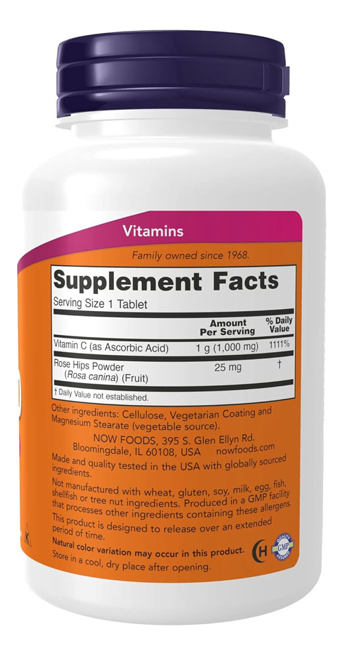 Vitamina C 1000mg Now Foods C-1000 Rosa Mosqueta 100tabs 2un - Imagem 4