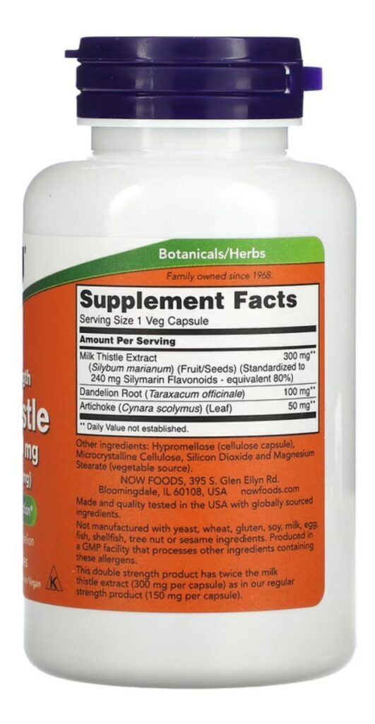 Silymarin (silimarina) Milk Thistle Now Foods 300 Mg 100 Cap Sabor Without Flavor - Imagem 2
