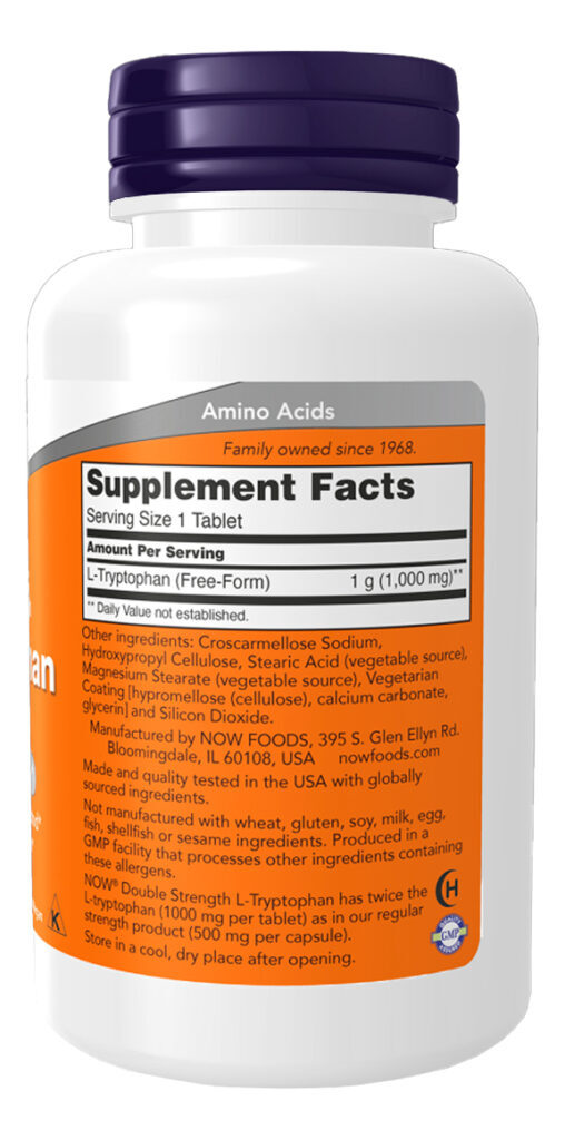 L-triptofano 1000mg Now Foods D.força 60 Tabs Importado - Imagem 2