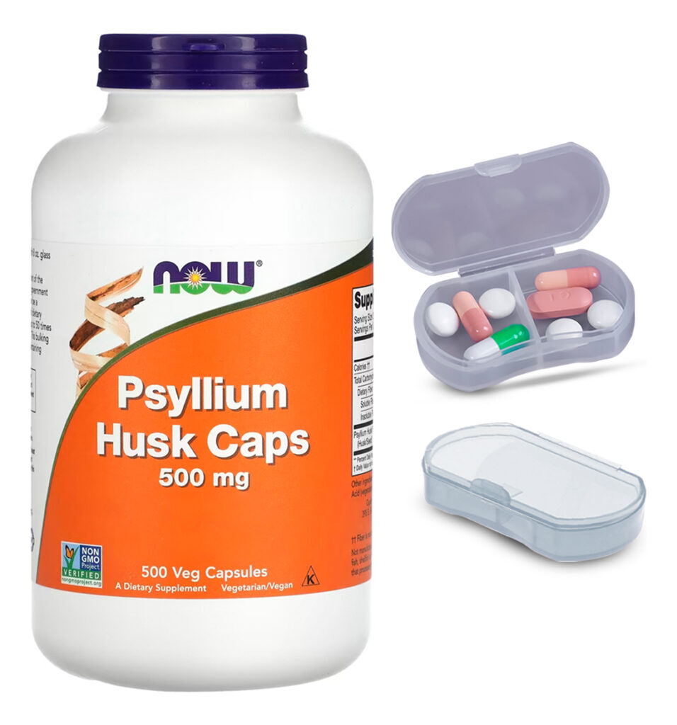 Fibra De Psyllium 500mg Now Foods 500 Cáps + Porta Cápsulas