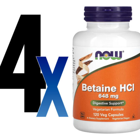 Betaína Hcl 648mg Now Foods Betaine Hcl 120 Veg Caps 4un - Imagem 2