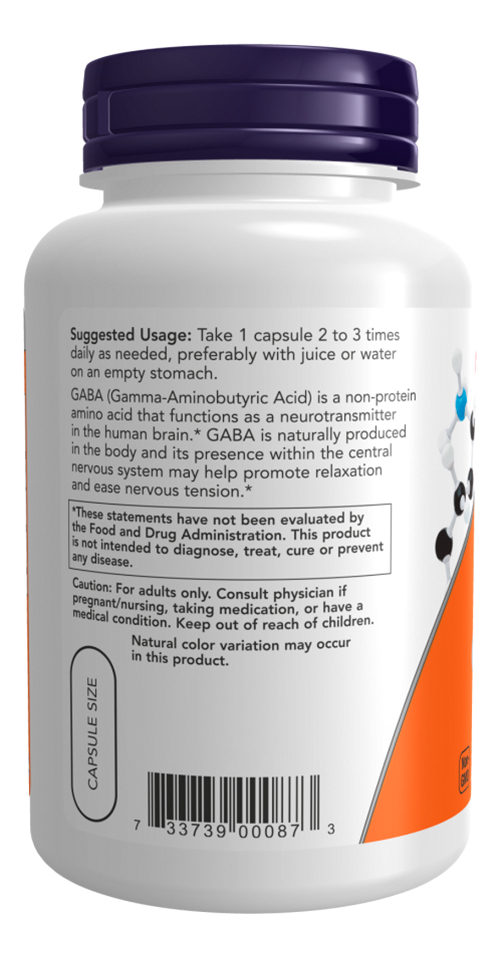 Ácido Gaba 500mg Now Foods Com Vitamina B-6 200 Veg Caps 5un - Imagem 5