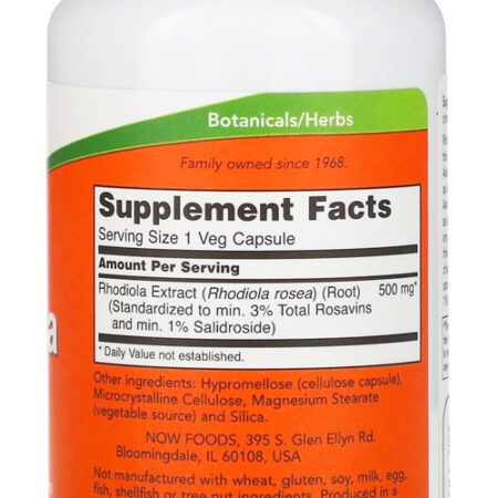 Rhodiola 500mg Now Foods Rhodiola Extract 60 Veg Caps 3un - Imagem 4