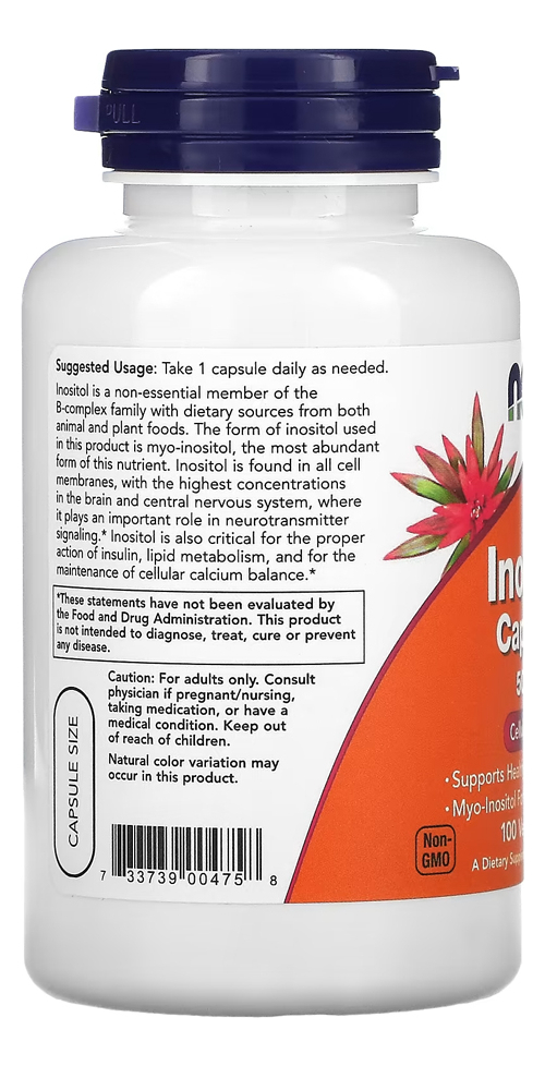 Inositol 500mg Now Foods 100 Veg Cápsulas Importado Eua/usa - Imagem 3