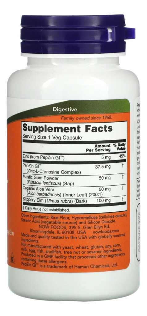 Now Foods Paba, Ácido Para-aminobenzóico, Gastro Comfort Com Pepzina Gi, 60 Cápsulas Vegetais Sem Sabor - Imagem 2