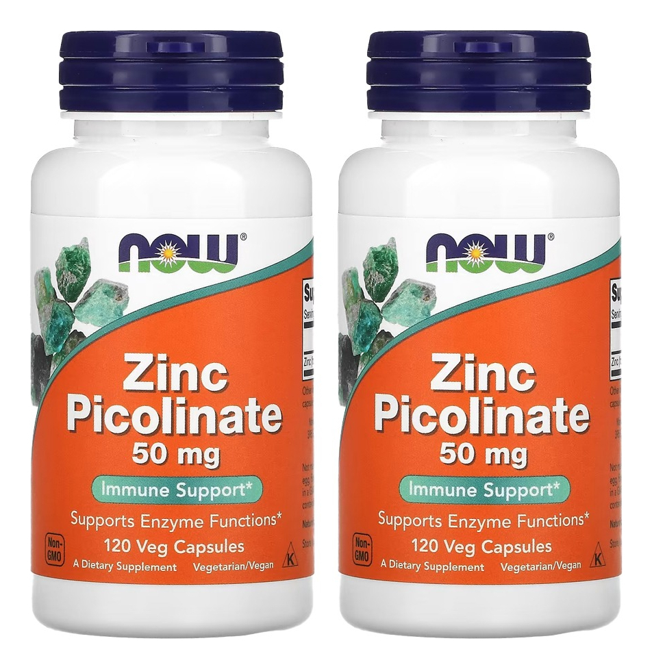 Zinco Picolinato 50mg Now Foods Zinc 120veg Caps 2un