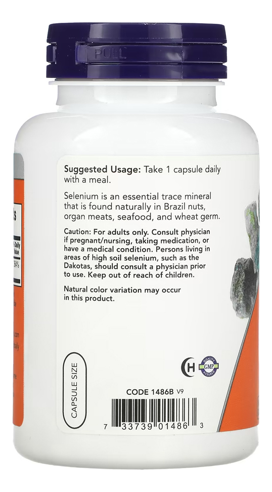Selênio 200mcg Now Foods Sem Fermento 180 Cáps Importado 3un - Imagem 4