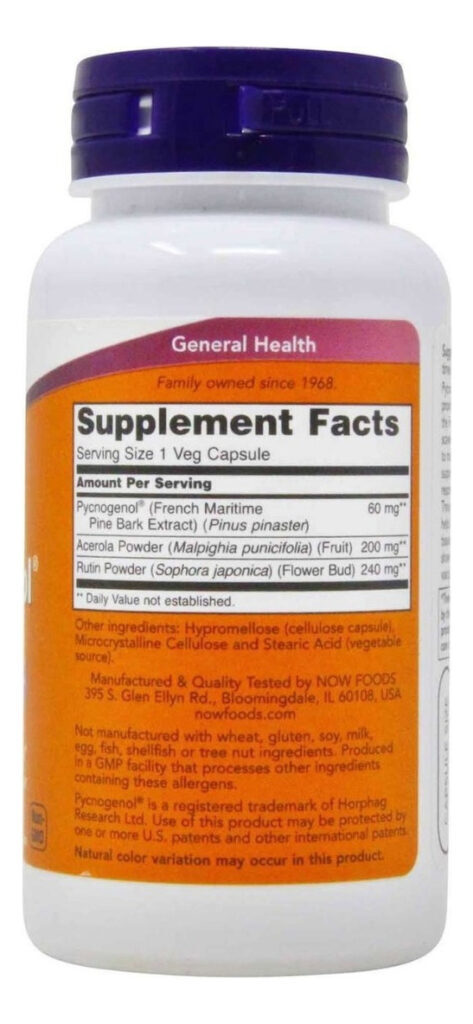 Pycnogenol 60mg 50 Caps Veg Now Foods Sabor Sem Sabor - Imagem 2