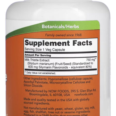 Cardo Mariano 750mg Now Foods Silimarina 90cáp Importado 4un - Imagem 3