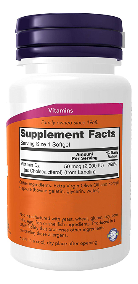 Vitamina D3 Now Foods 120 Softgels + Porta Cápsulas - Imagem 3