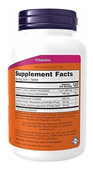 Complexo C-1000 Tamponado Da Now Foods 180 Comprimidos 250 Mg, Sabor Sem Sabor - Imagem 2