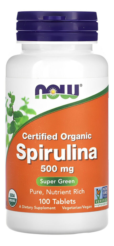 Spirulina Orgânica 500mg Now Foods 100 Tablets