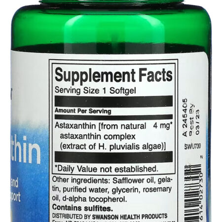 Astaxantina 4mg Swanson 60 Softgels Importado 5un - Imagem 3