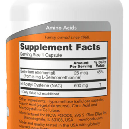 Nac 600mg N Acetil L Cisteina 100 Cap Cysteine Now Foods Sabor Sem Sabor - Imagem 2