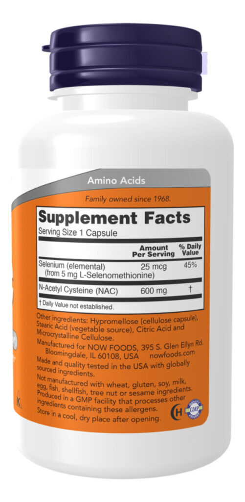 Nac 600mg N Acetil L Cisteina 100 Cap Cysteine Now Foods Sabor Sem Sabor - Imagem 2