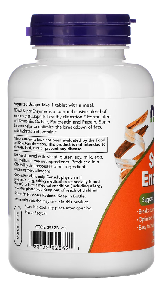 Super Enzimas Digestivas Now Foods 180tabs + Porta Cápsulas - Imagem 3