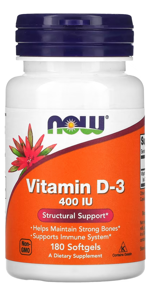 Vitamina D-3 400 Iu 180 Caps Softgels Nowfoods Importado