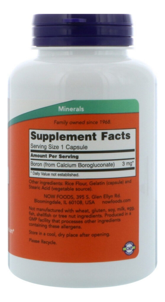 Boron Quelato 3mg 250 Capsulas Now Foods Importado Eua - Imagem 2