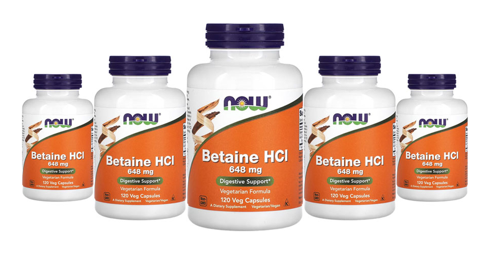 Betaína Hcl 648mg Now Foods Betaine Hcl 120 Veg Caps 5un