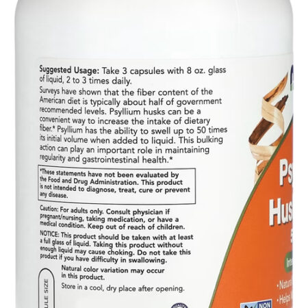 Fibra De Psyllium 500mg Now Foods Psyllium 500veg Caps 5un - Imagem 5
