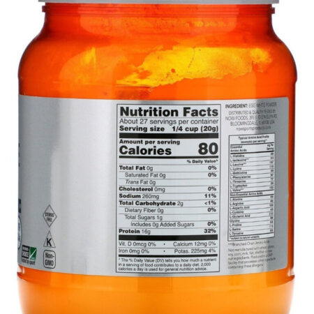 Suplemento De Proteína Em Pó De Clara De Ovo Now Sports Em Um Frasco De 544g - Imagem 2