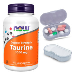 Taurina 1000mg Dupla Força Now Foods 100cáp + Porta Cápsulas