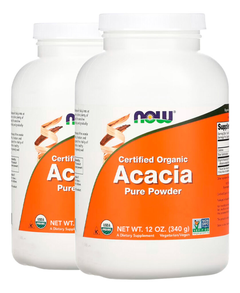 Acácia Pó Orgânico 340g Puro Importado 2un Now Foods