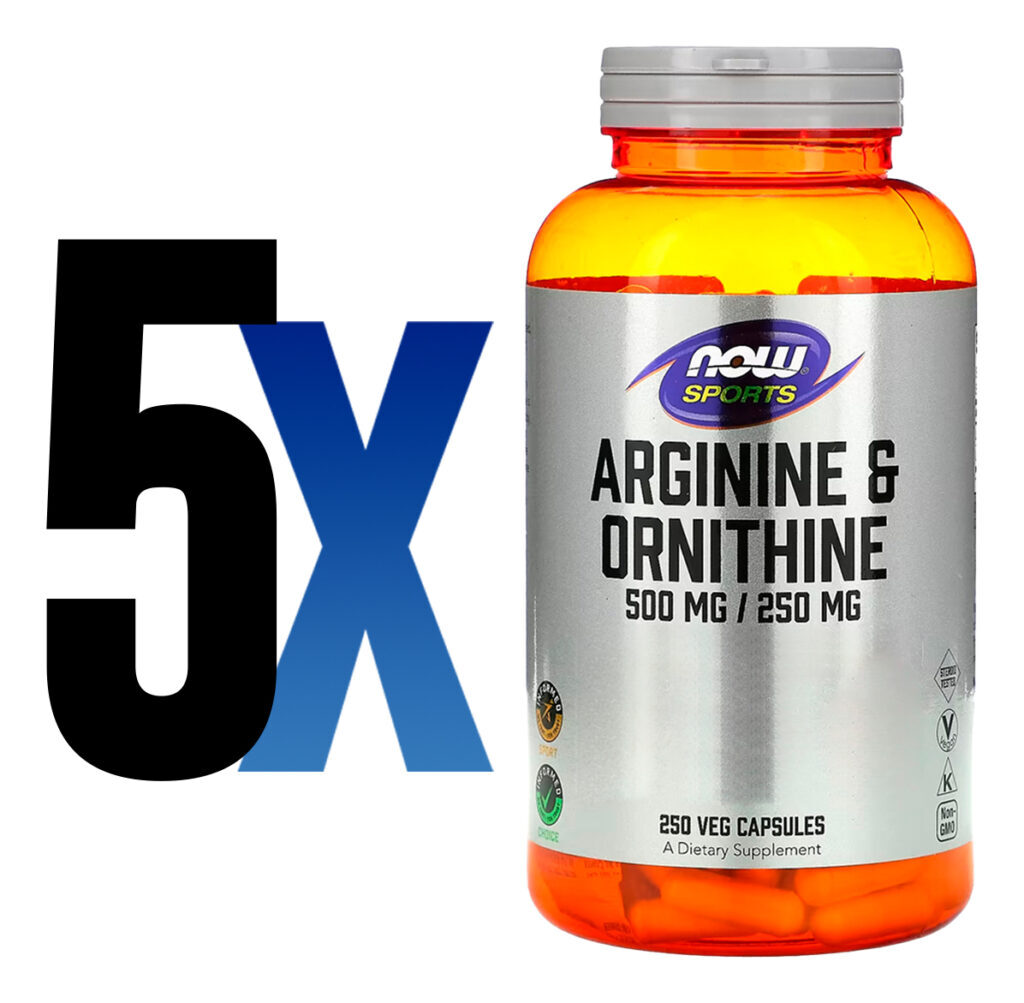 Arginina Ornitina 500mg/250mg 250cap Importado 5un Now Foods - Imagem 2