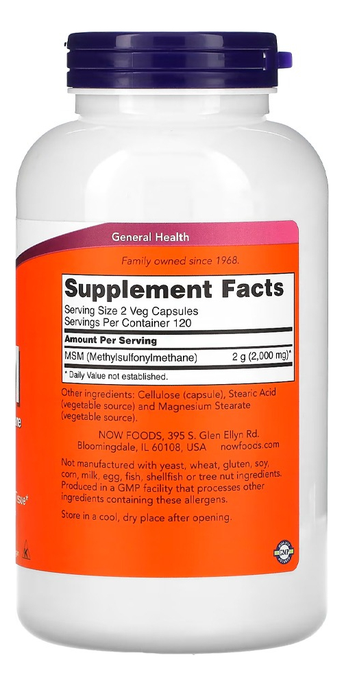 Msm 1000mg 240 Cápsulas Importado 3un Now Foods - Imagem 4