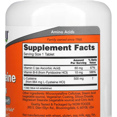 L-cisteína 500mg Now Foods L-cysteine 100 Tablets - Imagem 2