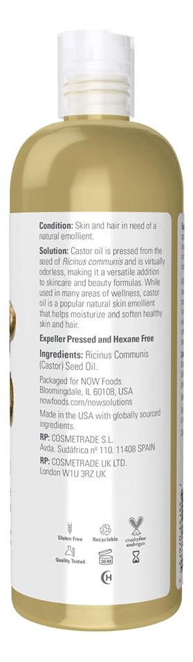 Óleo De Castor 473ml Now Foods Castor Oil 100% Puro 2un - Imagem 3