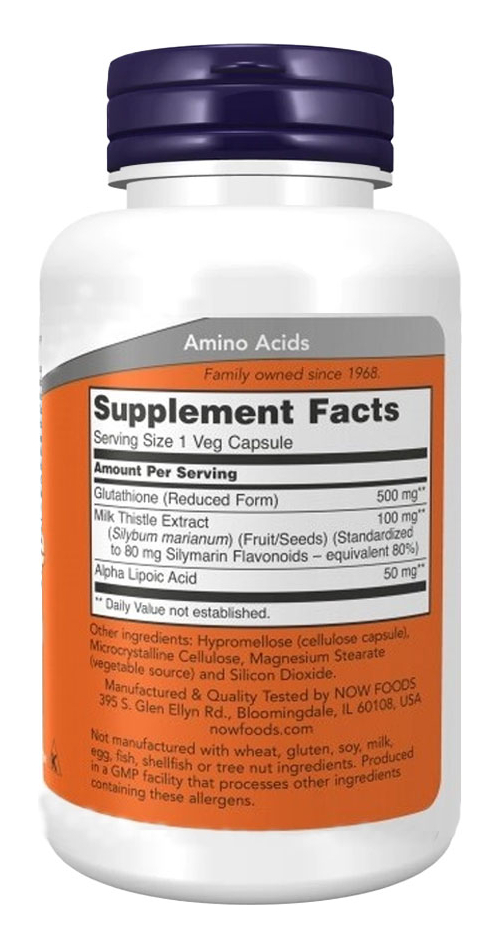 Glutationa 500mg Now Foods Glutathione 60 Veg Caps 3un - Imagem 4