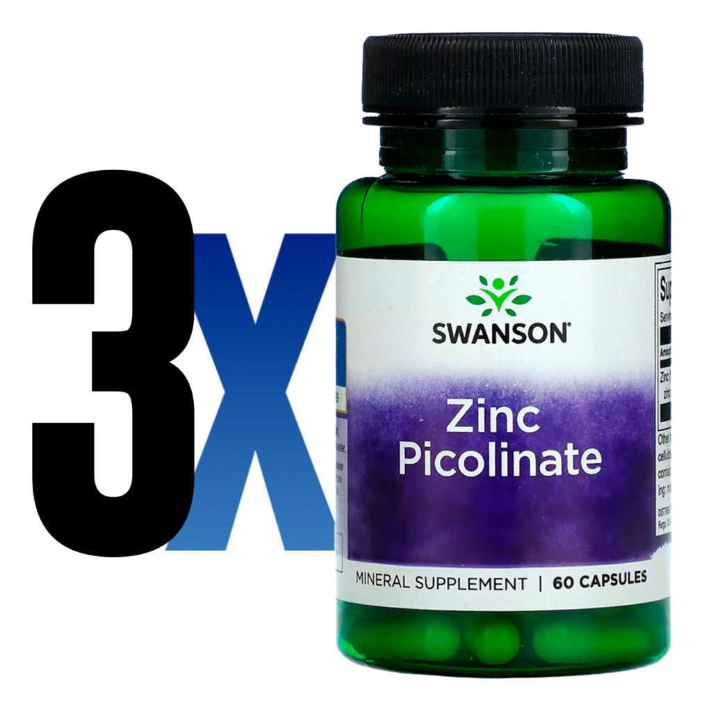 Picolinato De Zinco 22mg Swanson 60 Caps Importado 3un - Imagem 2