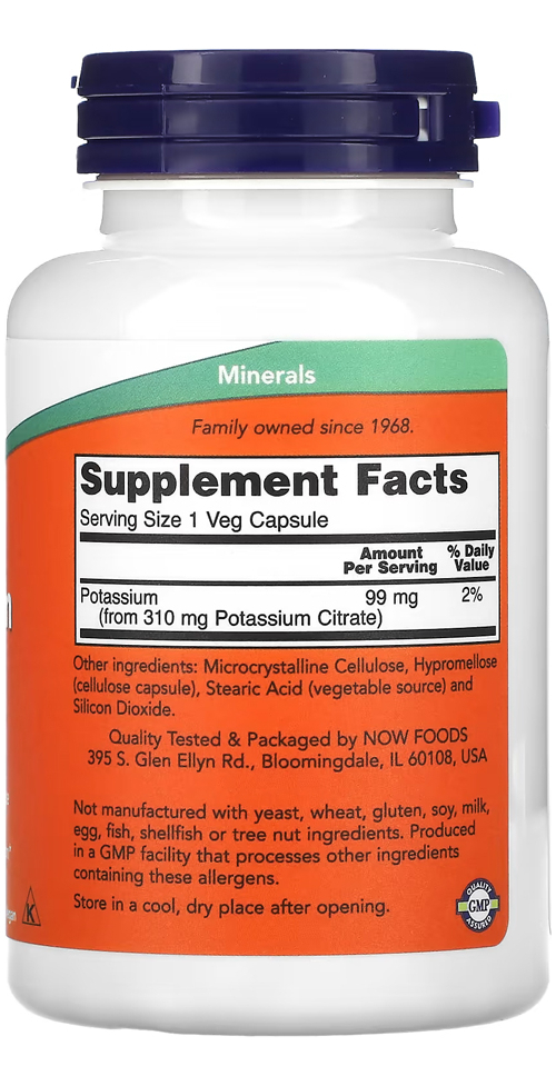 Citrato De Potássio 99mg 180veg Caps Nowfoods Importado - Imagem 2