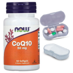 Coenzima Coq10 + Vit E Now Foods 50soft + Porta Cápsulas