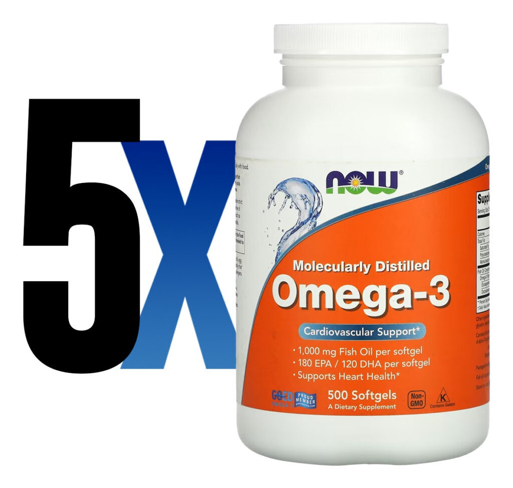 Ômega-3 Molecularmente Destilado 500soft 5un Now Foods - Imagem 2
