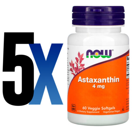 Astaxantina Extrato 4mg 60 Vegs Soft Importado 5un Now Foods - Imagem 2